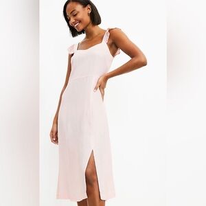 LOFT NWT Pink Dotted Midi Dress